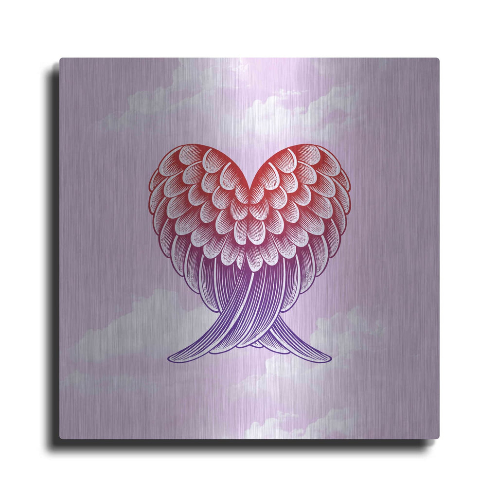 'Heart Wings Pink Sky' by Rachel Caldwell – Metal Wall Art
