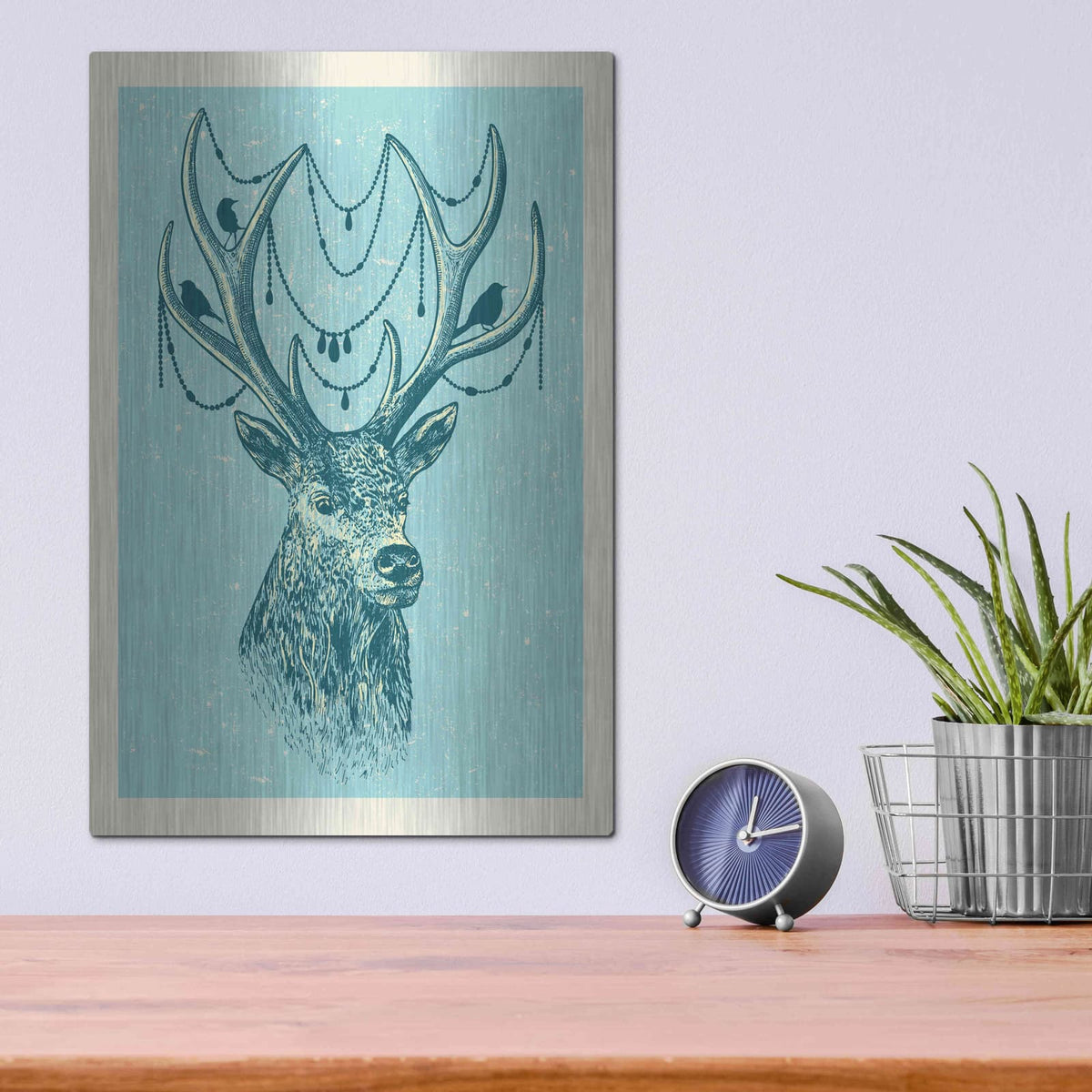 'Festive Reindeer' by Rachel Caldwell – Metal Wall Art, 12x16 room view