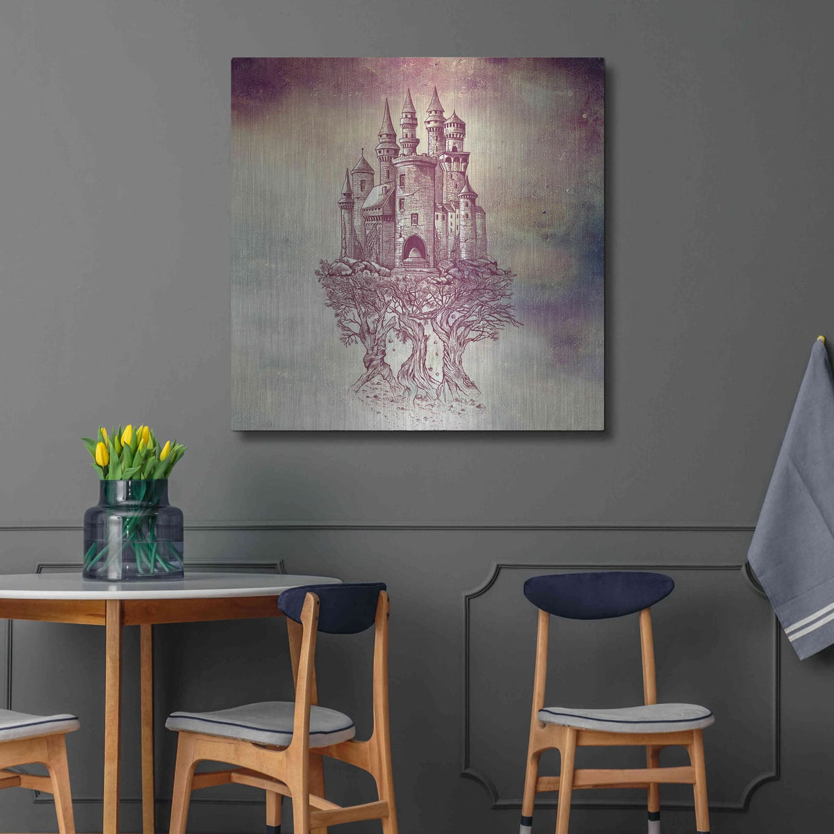 'Castle In Trees' by Rachel Caldwell – Metal Wall Art, 36x36 room view
