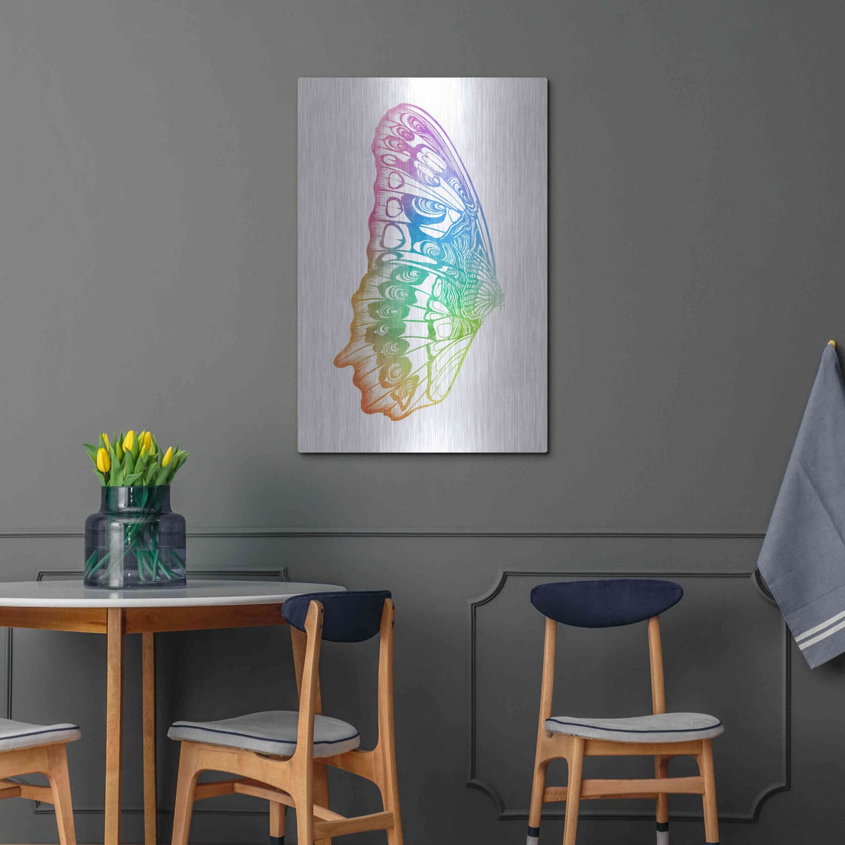 'Butterfly Wing Watercolor' by Rachel Caldwell – Metal Wall Art, 24x36 room view
