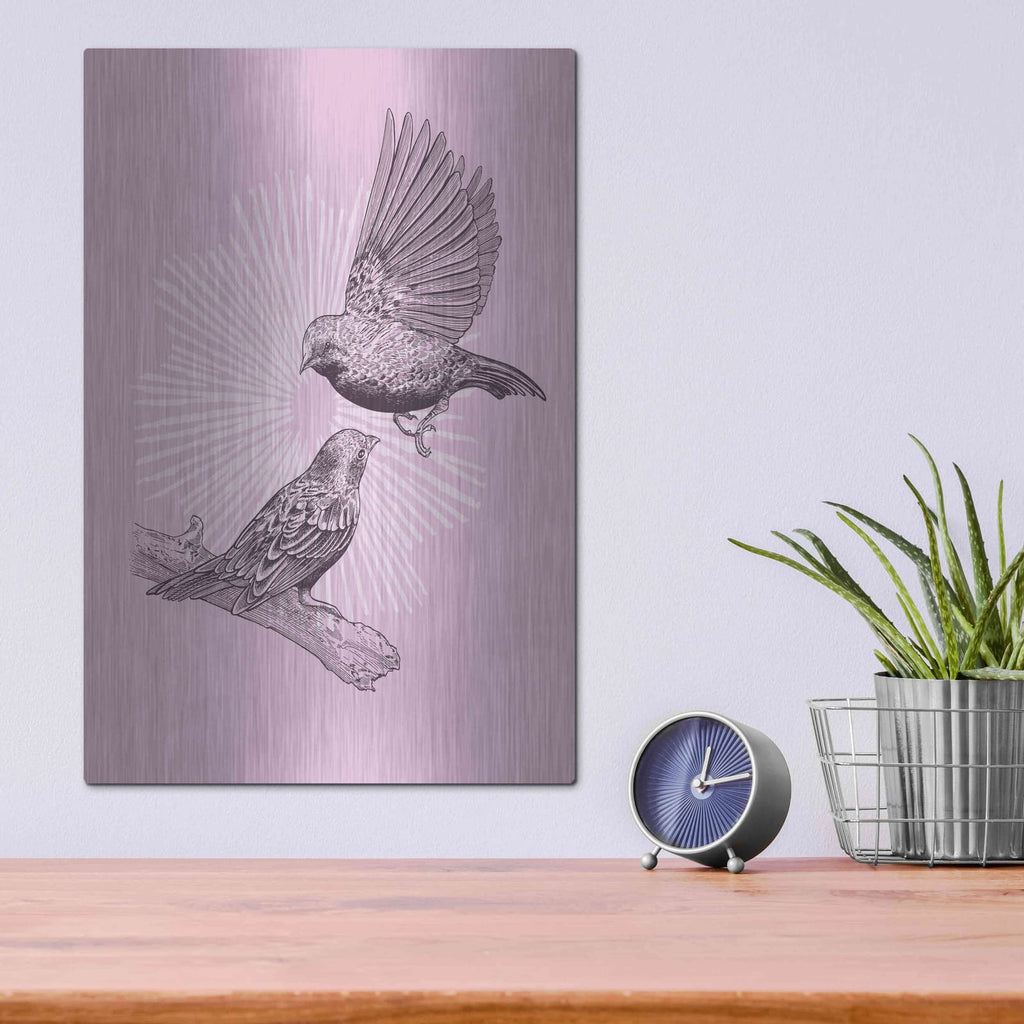 'Two Birds' by Rachel Caldwell – Metal Wall Art, 12x16 room view