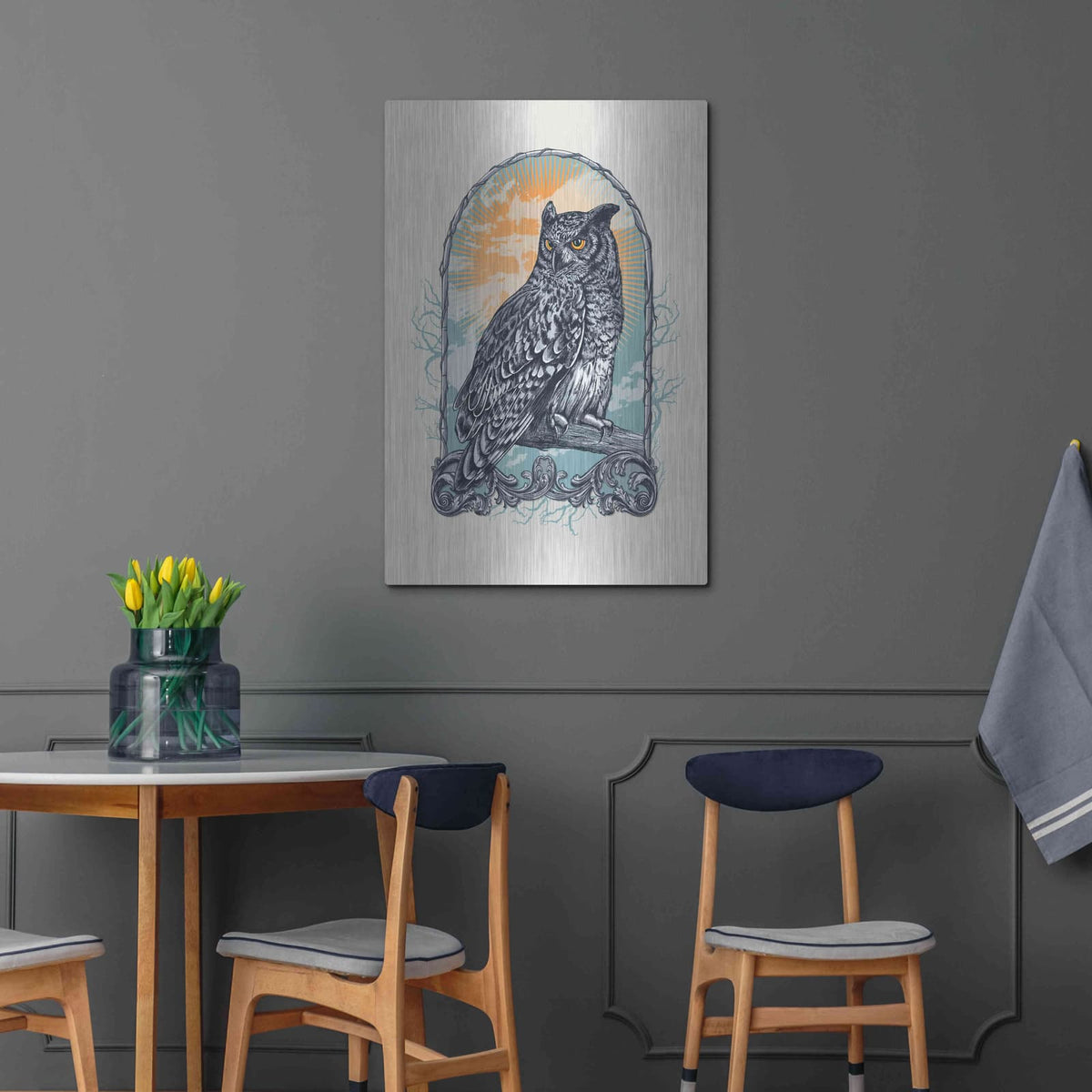 'Twilight Owl' by Rachel Caldwell – Metal Wall Art, 24x36 room view