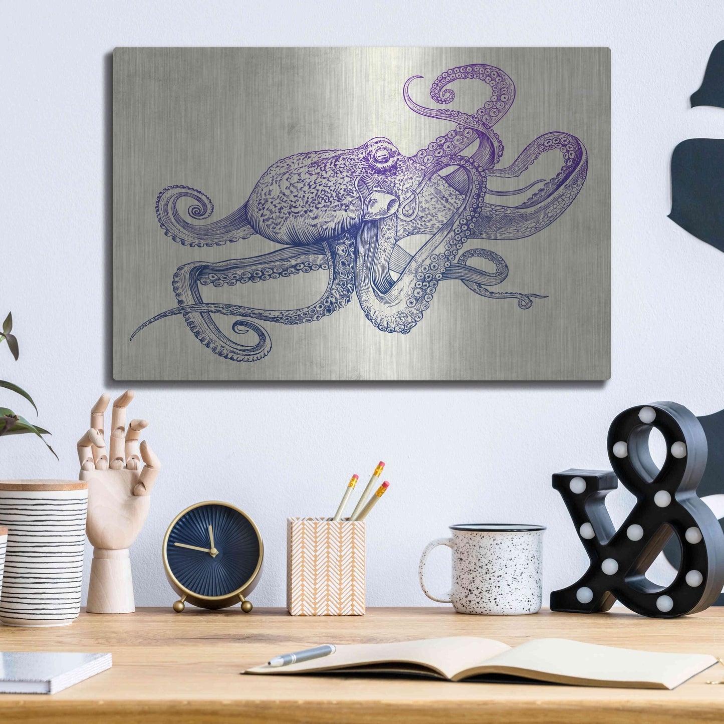 Luxe Metal Art 'Octo-Flow' by Luxe Portfolio, Metal Wall Art,16x12