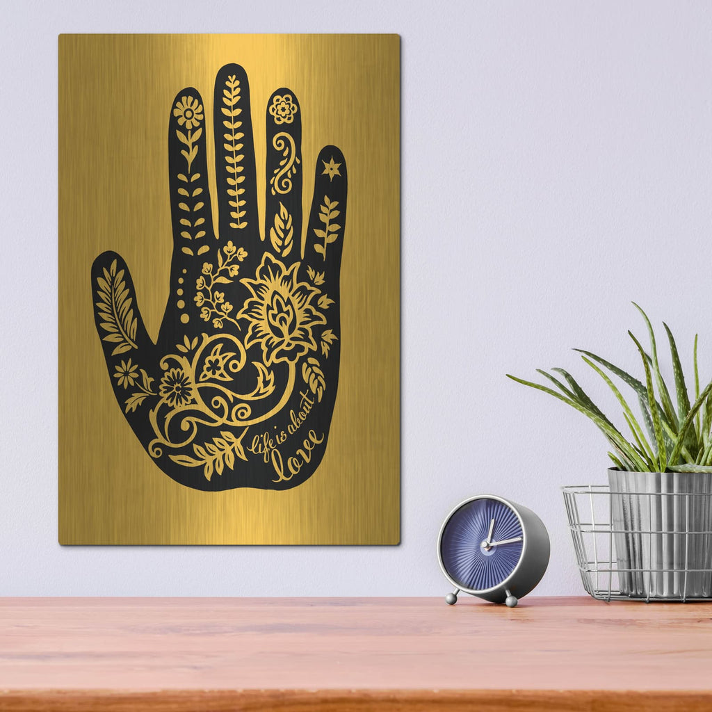 'Love Hand' by Rachel Caldwell – Metal Wall Art, 12x16 room view