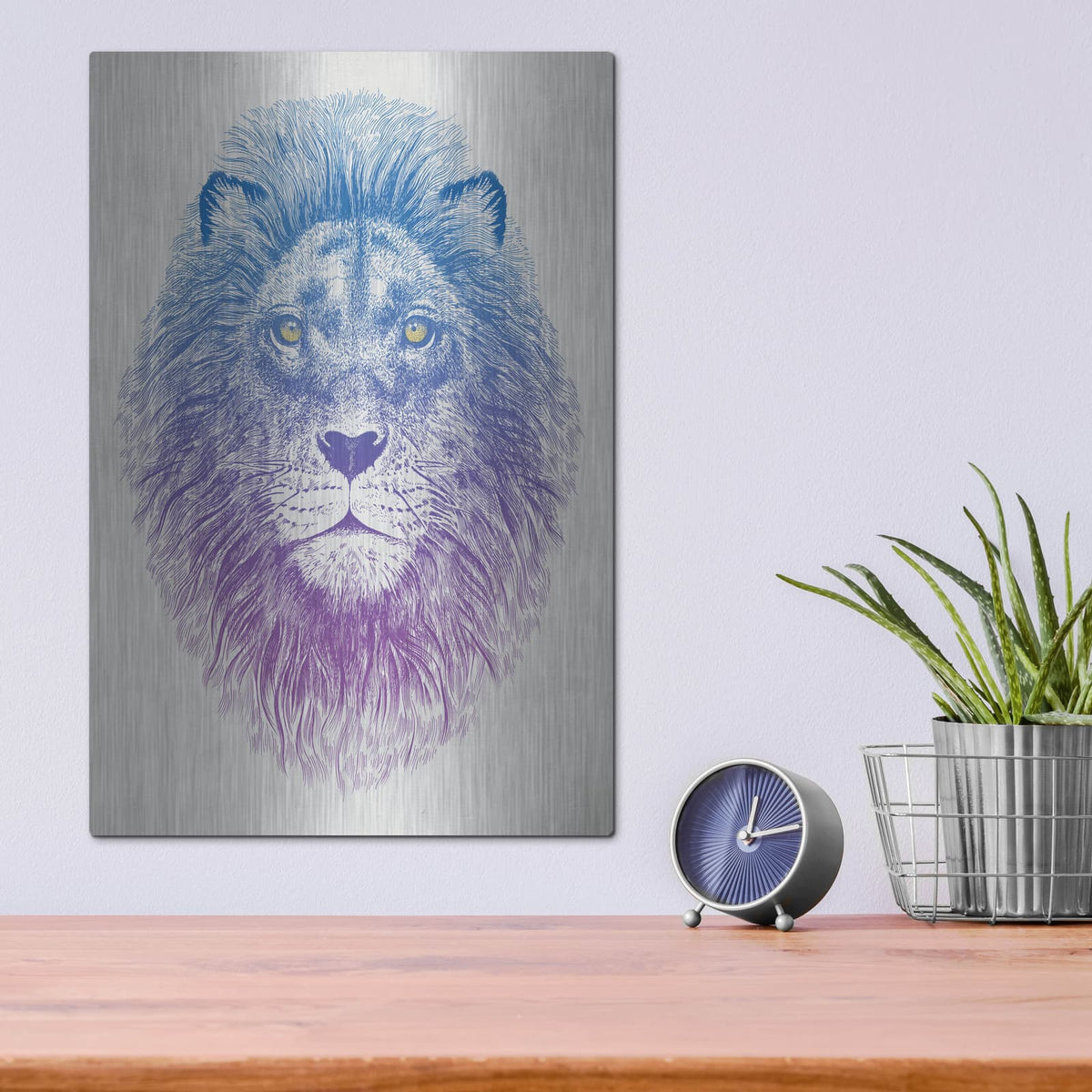 'Lion Face' by Rachel Caldwell – Metal Wall Art, 12x16 room view