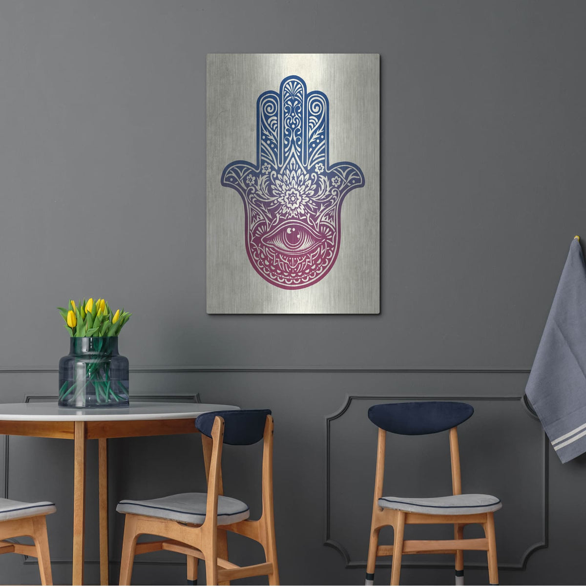 'Hamsa Hand' by Rachel Caldwell – Metal Wall Art, 24x36 room view
