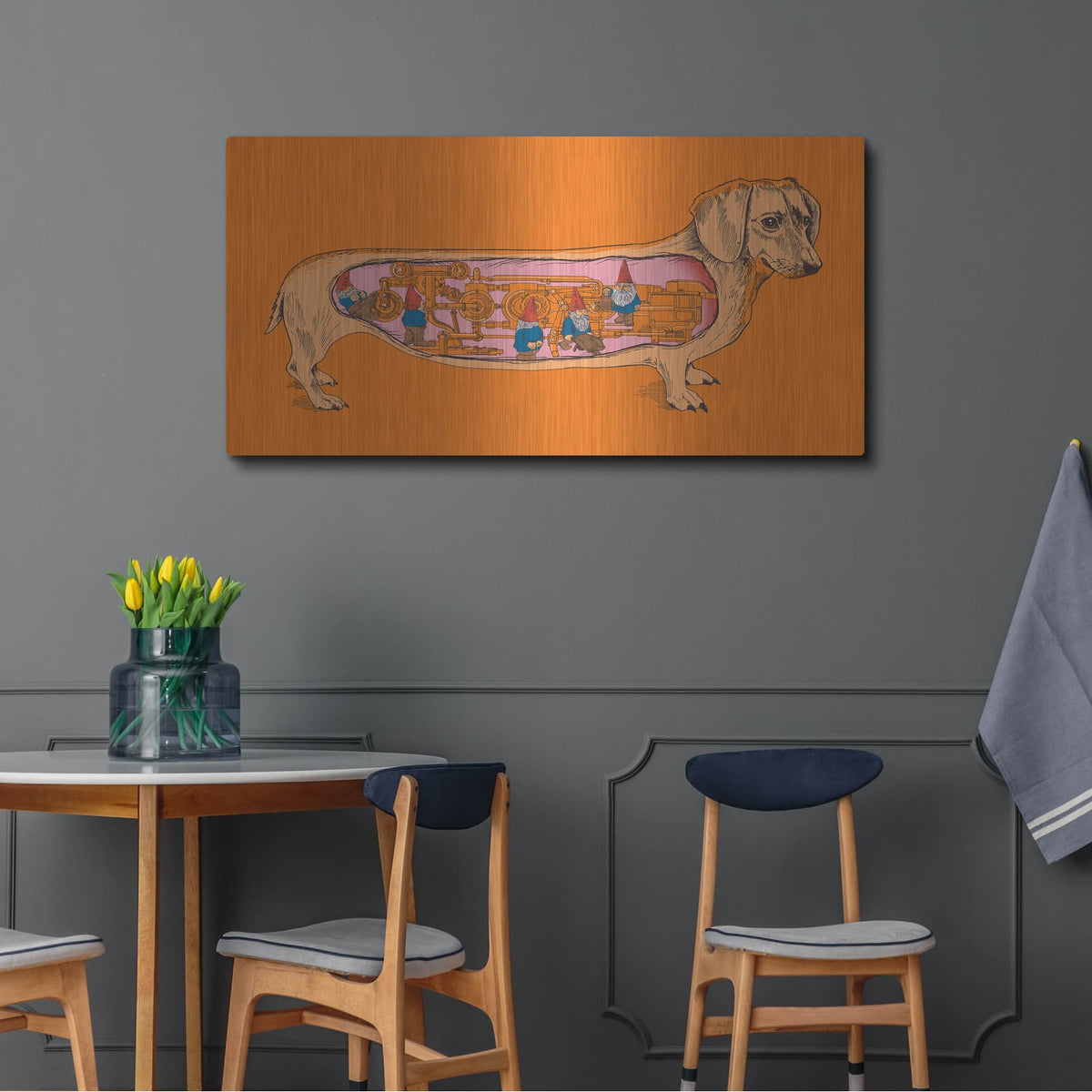 'Dachshund' by Rachel Caldwell – Metal Wall Art, 48x24 room view