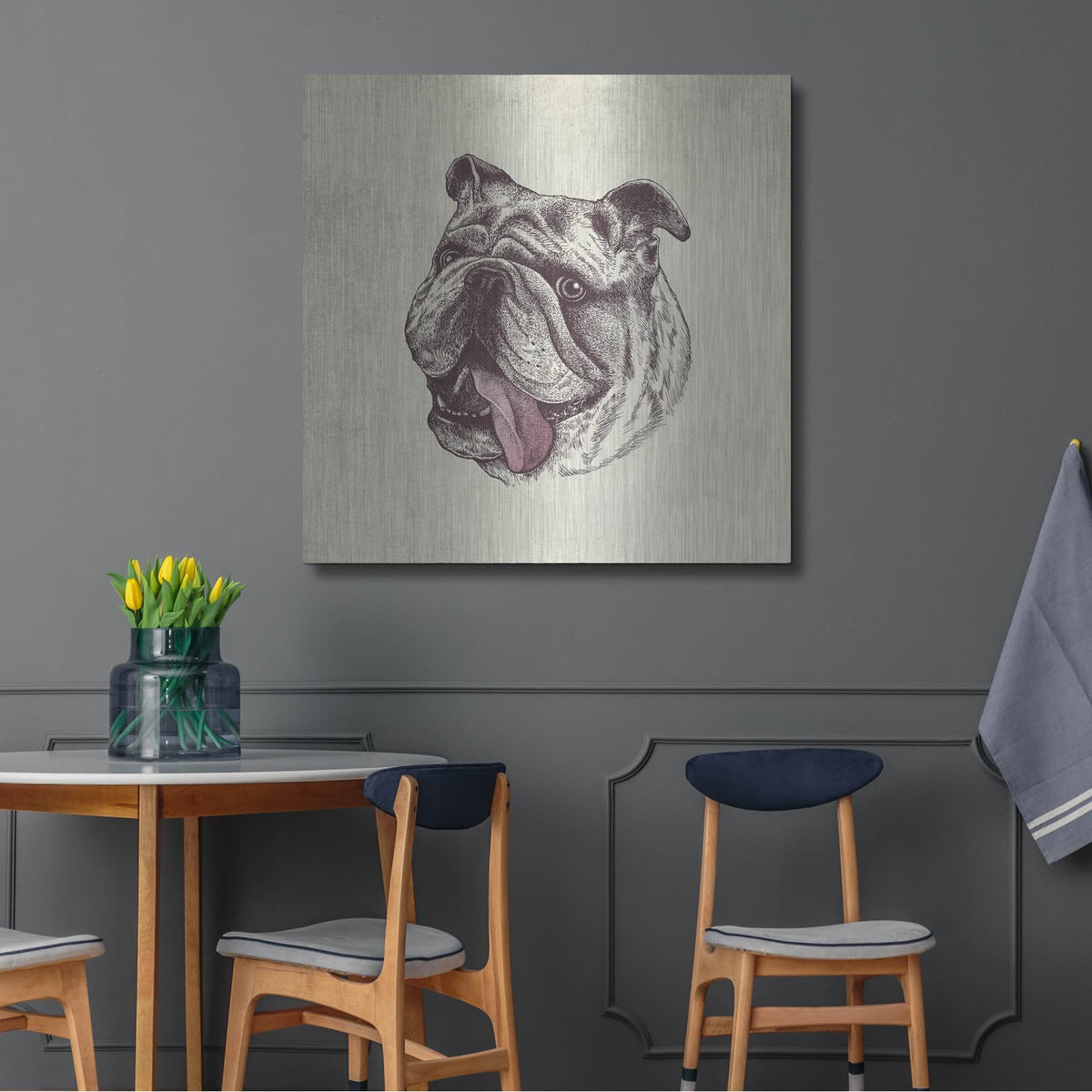 'Bulldog King' by Rachel Caldwell – Metal Wall Art, 36x36 room view