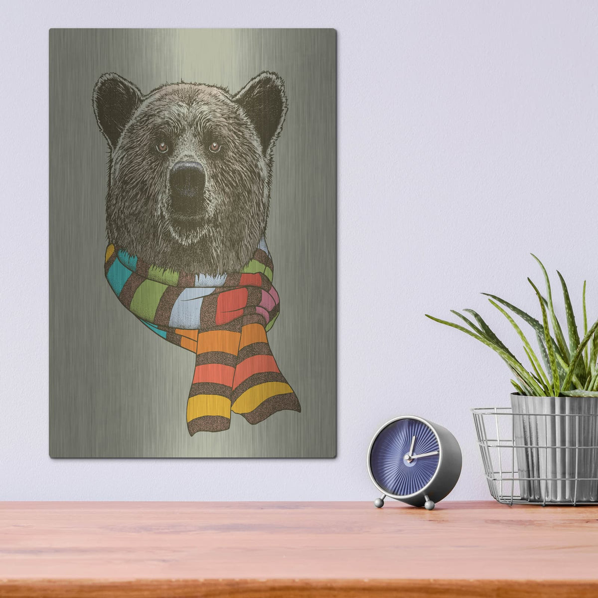'Bear Scarf' by Rachel Caldwell – Metal Wall Art, 12x16 room view