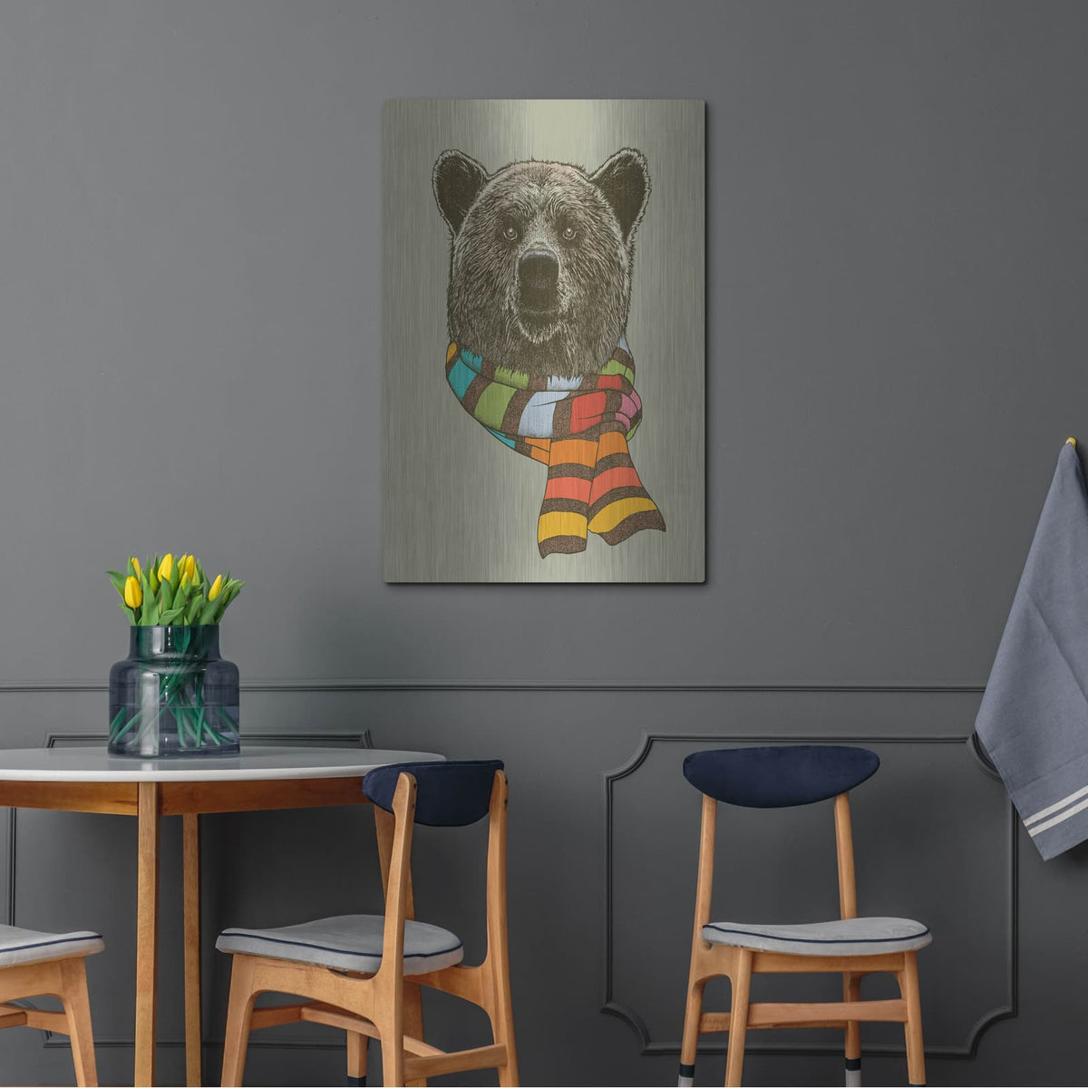 'Bear Scarf' by Rachel Caldwell – Metal Wall Art, 24x36 room view