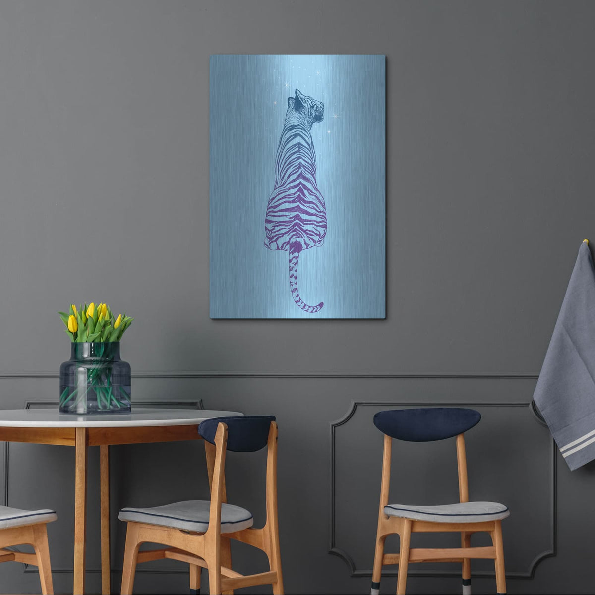 'Tiger Wonder' by Rachel Caldwell – Metal Wall Art, 24x36 room view