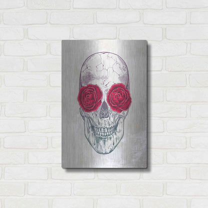 Luxe Metal Art 'Skull Roses' by Luxe Portfolio, Metal Wall Art,16x24