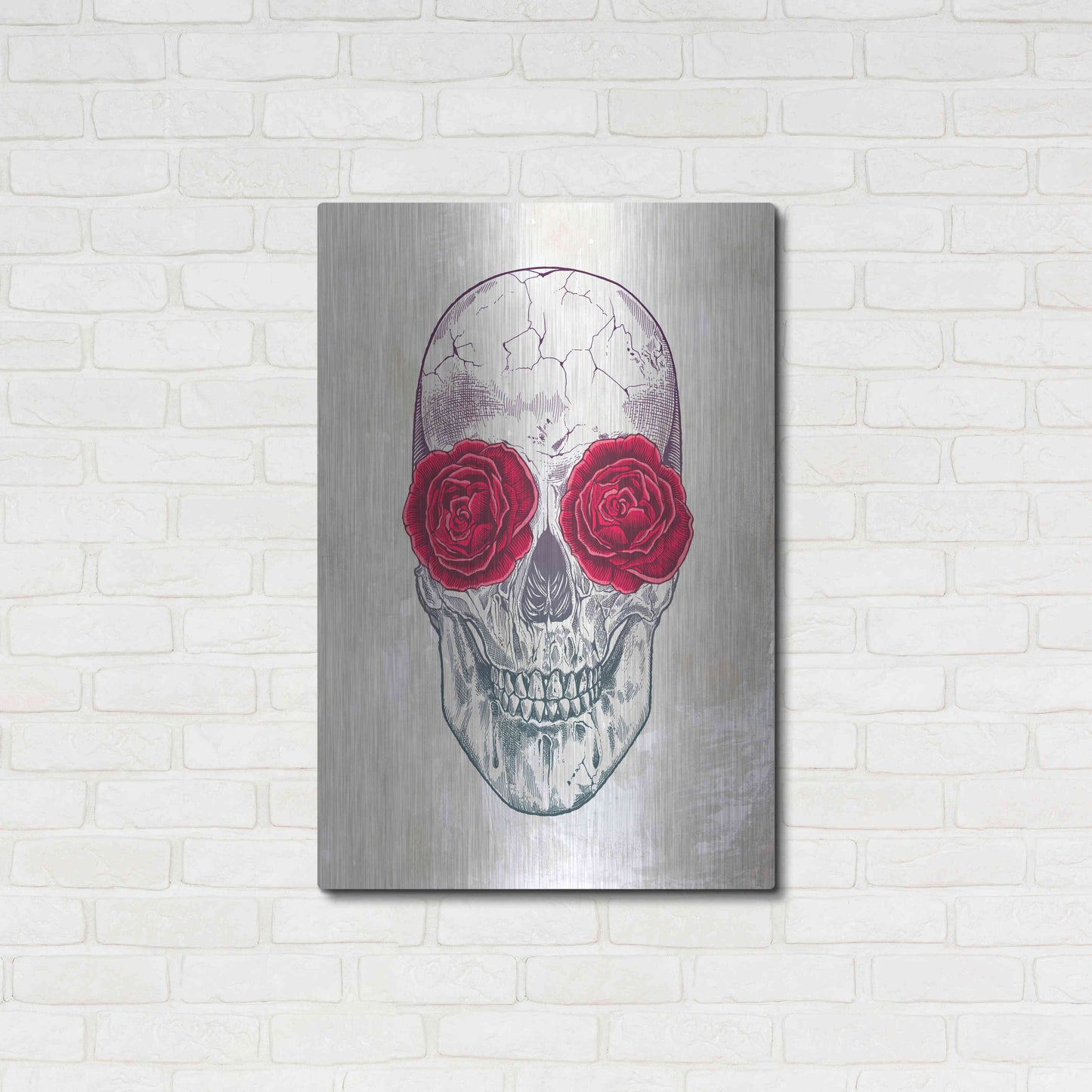 Luxe Metal Art 'Skull Roses' by Luxe Portfolio, Metal Wall Art,24x36