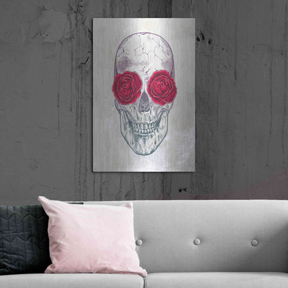 Luxe Metal Art 'Skull Roses' by Luxe Portfolio, Metal Wall Art,24x36