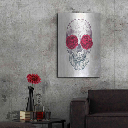 Luxe Metal Art 'Skull Roses' by Luxe Portfolio, Metal Wall Art,24x36