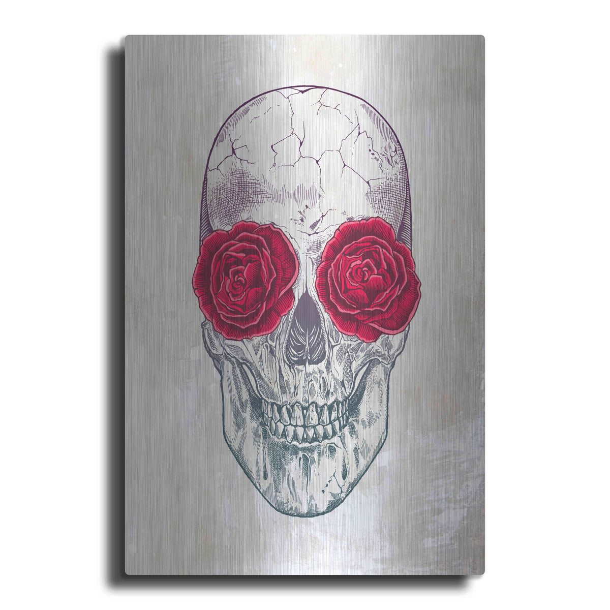 Luxe Metal Art 'Skull Roses' by Luxe Portfolio, Metal Wall Art