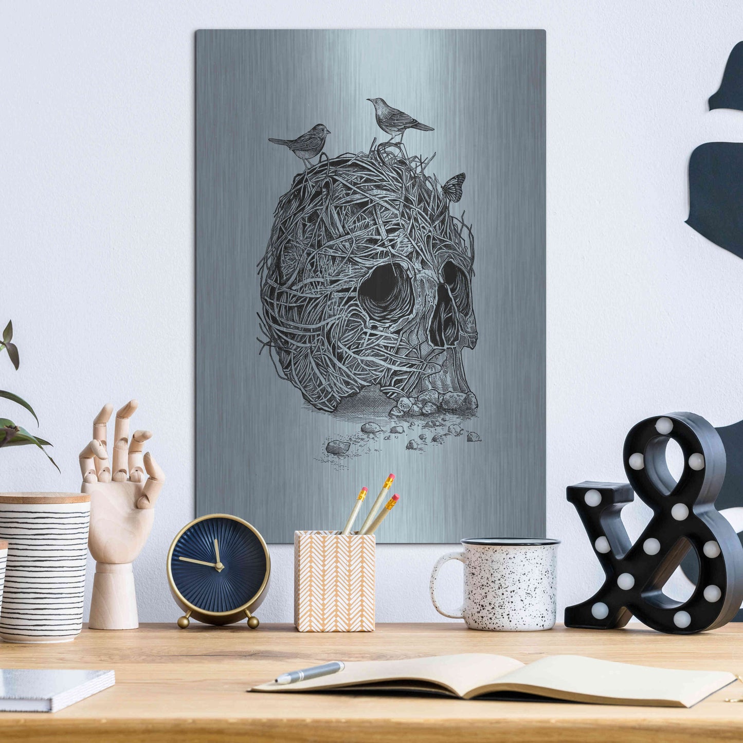 Luxe Metal Art 'Skull Nest' by Luxe Portfolio, Metal Wall Art,12x16