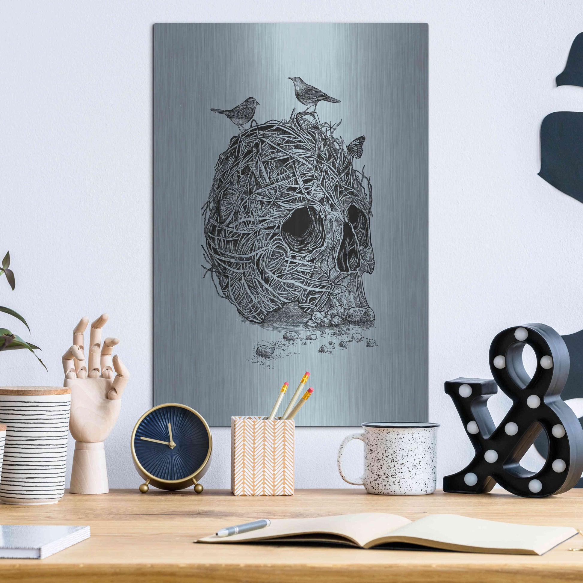 Luxe Metal Art 'Skull Nest' by Luxe Portfolio, Metal Wall Art,12x16