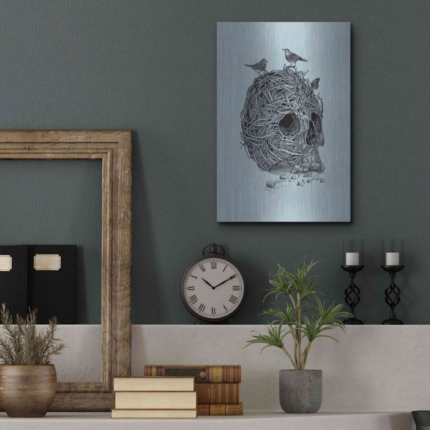 Luxe Metal Art 'Skull Nest' by Luxe Portfolio, Metal Wall Art,12x16