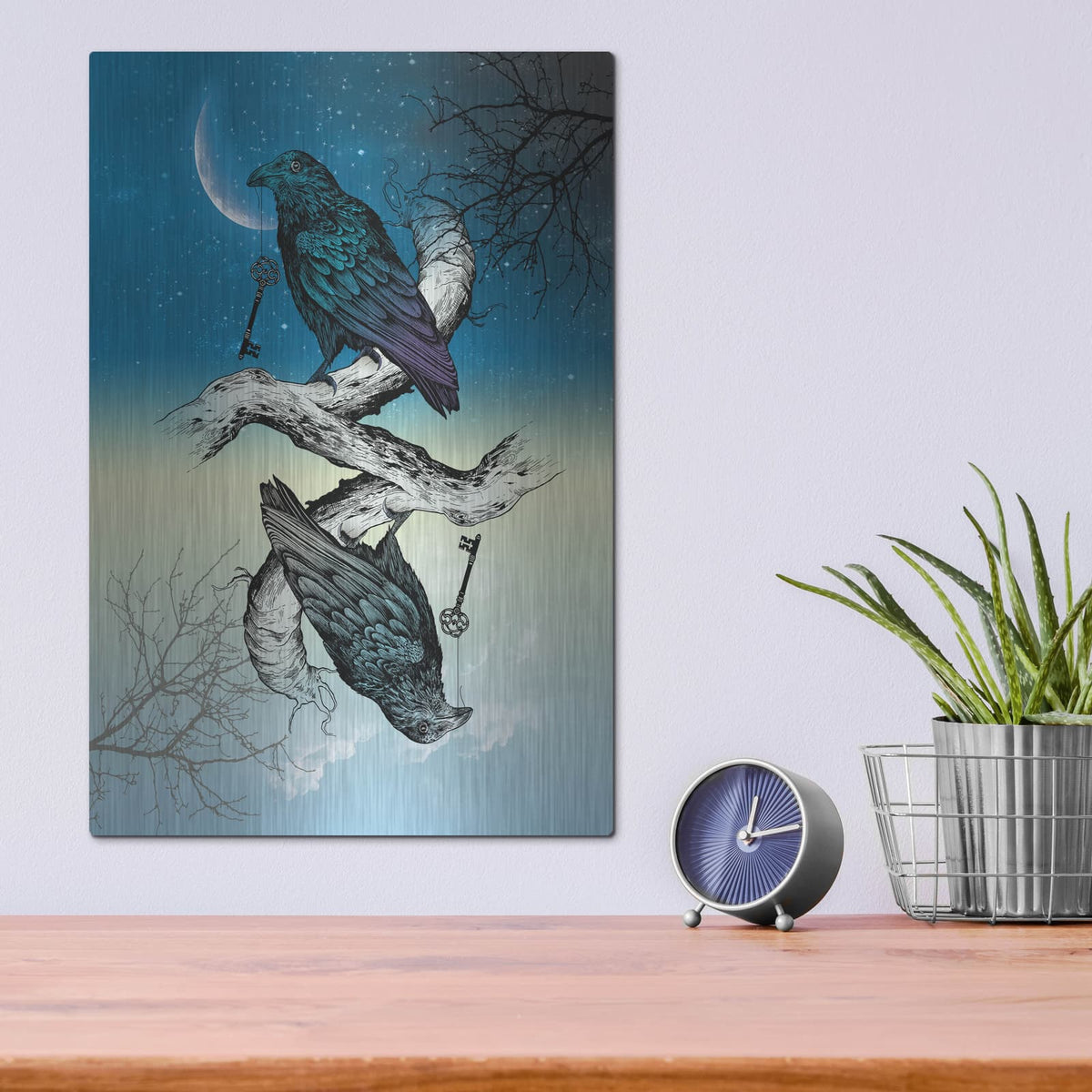 'Raven Night and Day' by Rachel Caldwell – Metal Wall Art, 12x16 room view