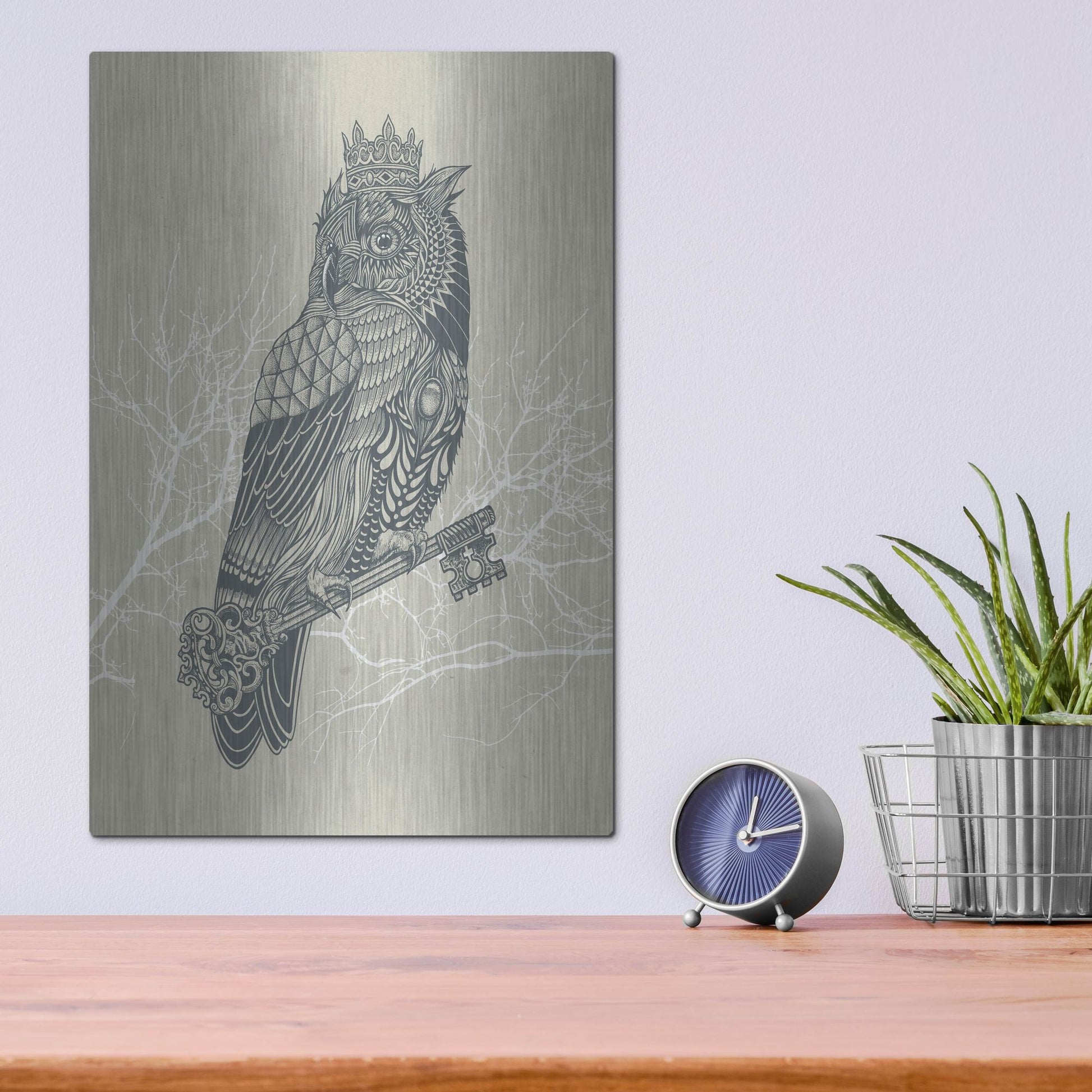 Luxe Metal Art 'Owl_King' by Luxe Portfolio, Metal Wall Art,12x16