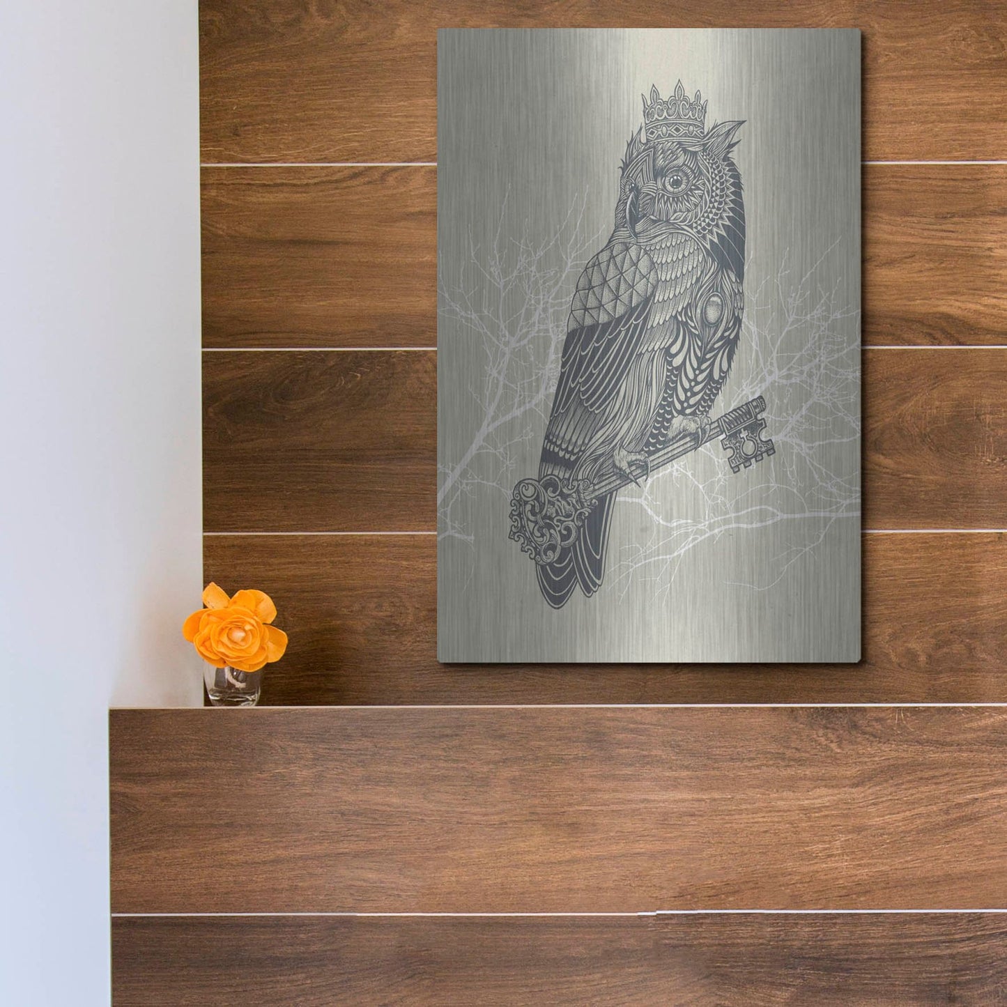 Luxe Metal Art 'Owl_King' by Luxe Portfolio, Metal Wall Art,12x16