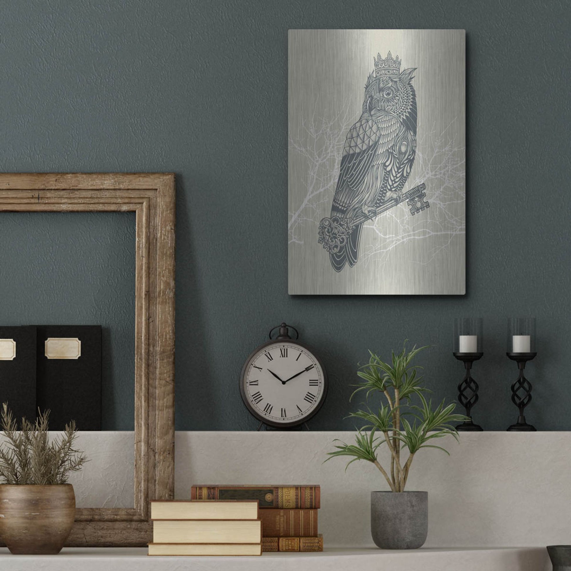 Luxe Metal Art 'Owl_King' by Luxe Portfolio, Metal Wall Art,12x16