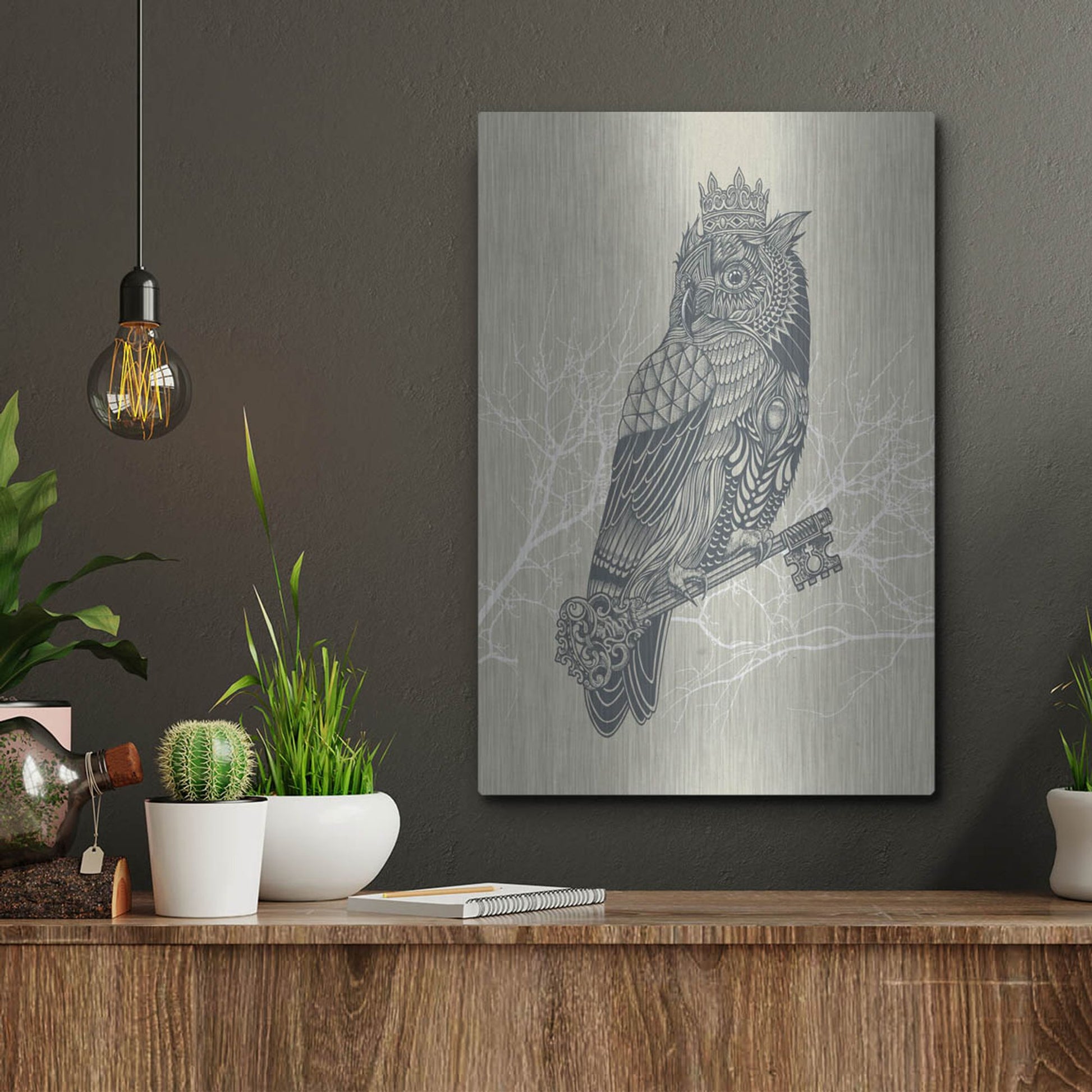 Luxe Metal Art 'Owl_King' by Luxe Portfolio, Metal Wall Art,12x16