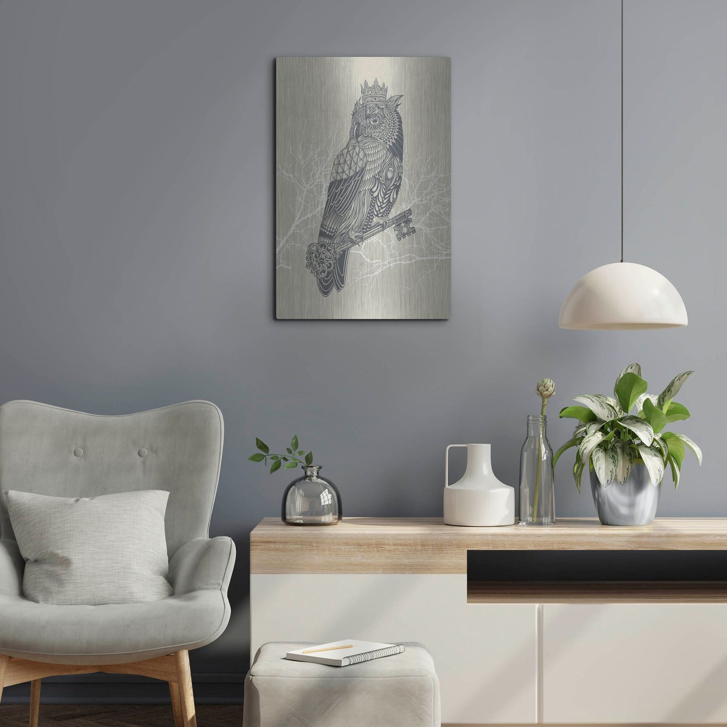 Luxe Metal Art 'Owl_King' by Luxe Portfolio, Metal Wall Art,16x24