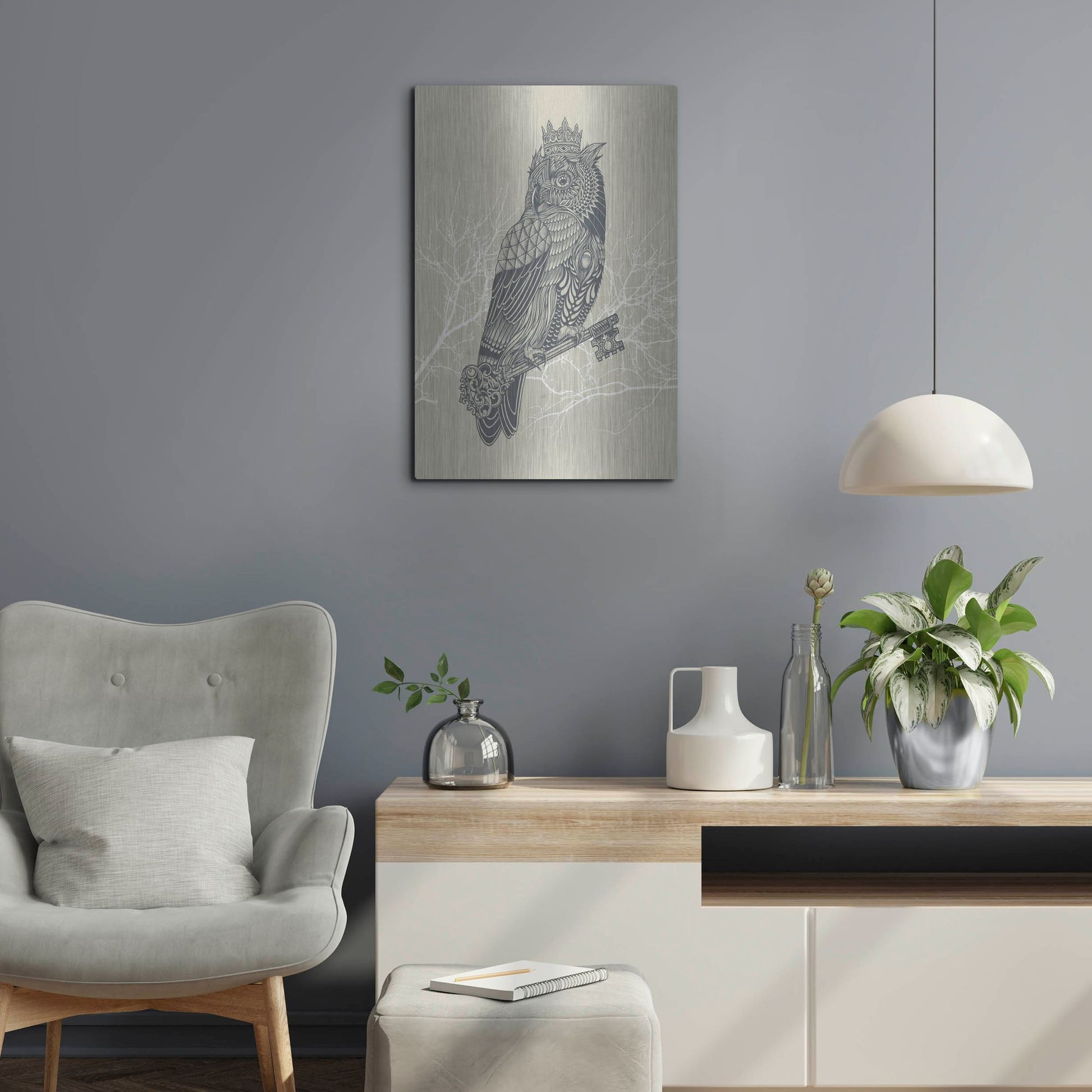 Luxe Metal Art 'Owl_King' by Luxe Portfolio, Metal Wall Art,16x24