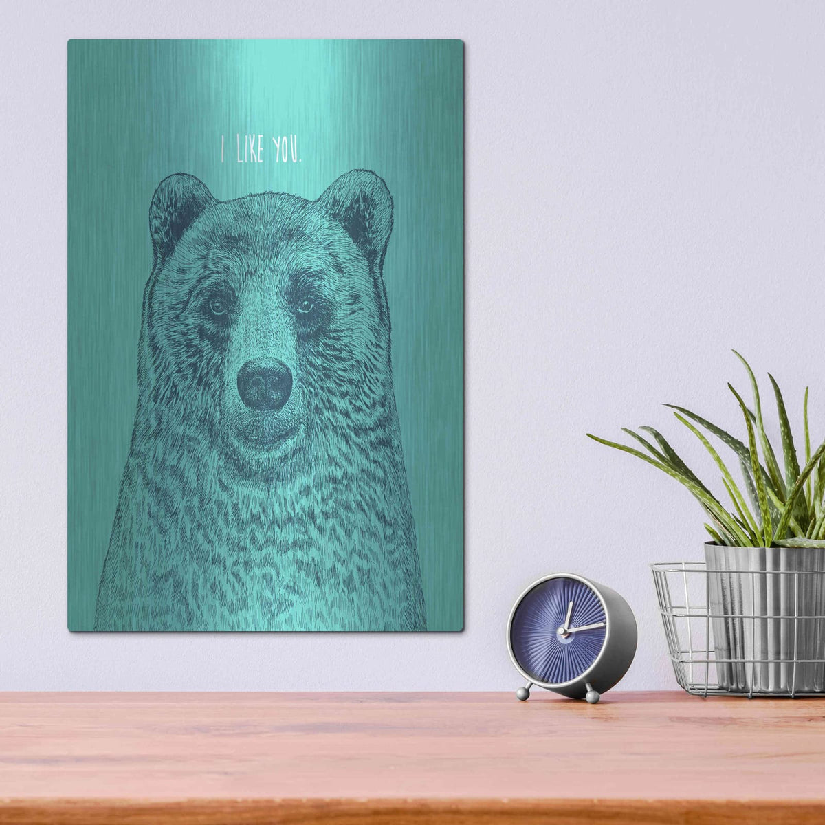 'I Like You Bear' by Rachel Caldwell – Metal Wall Art, 12x16 room view