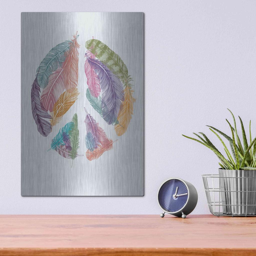 'Feathers For Peace' by Rachel Caldwell – Metal Wall Art, 12x16 room view