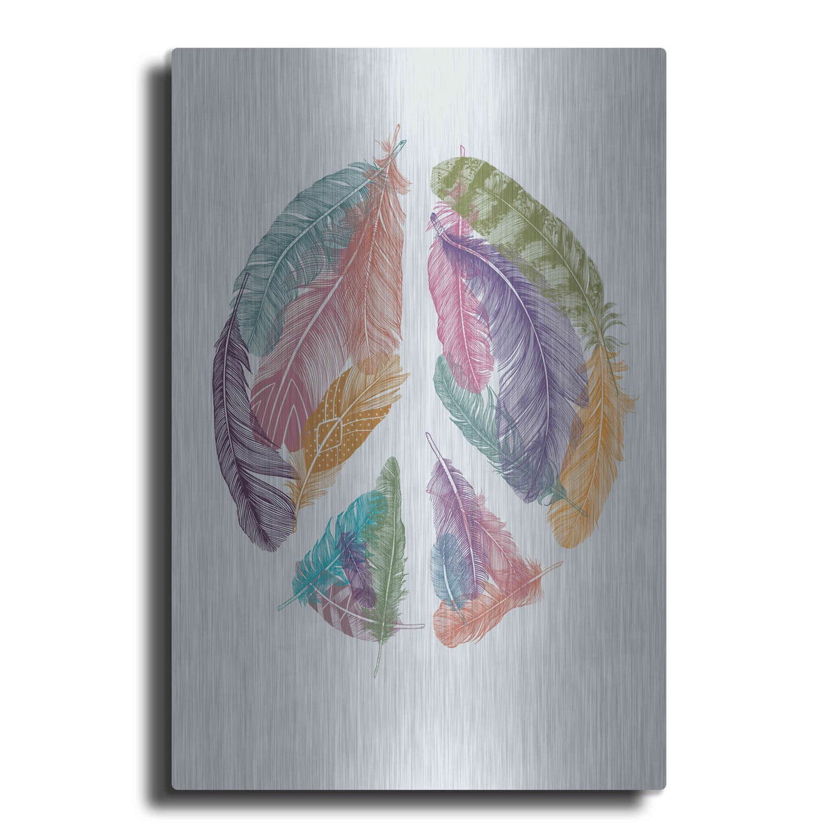 'Feathers For Peace' by Rachel Caldwell – Metal Wall Art