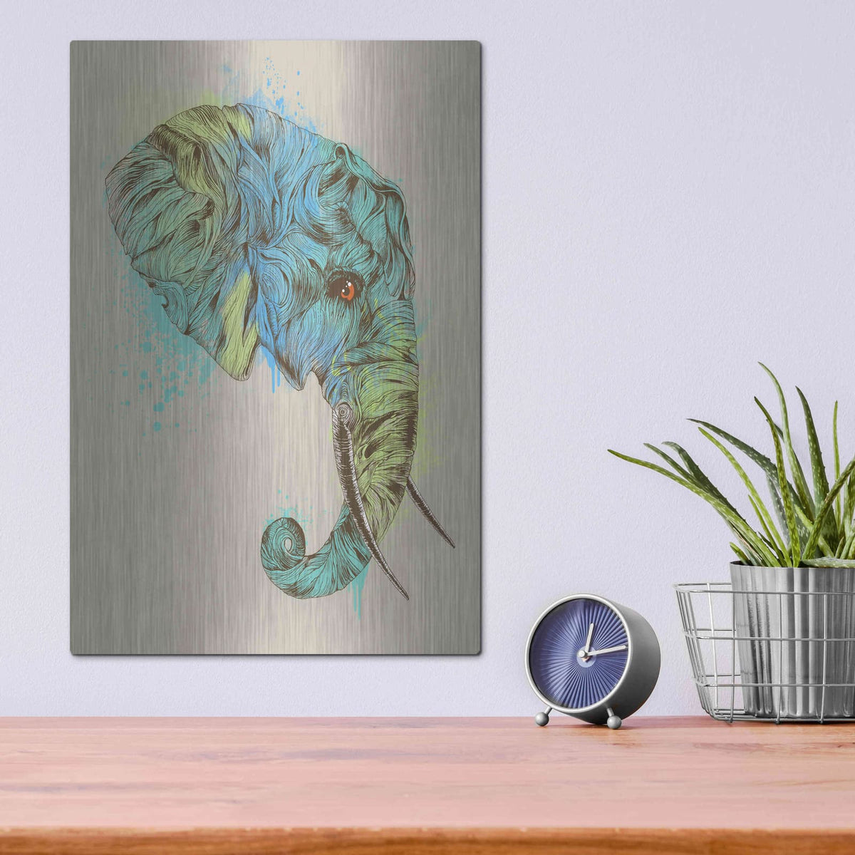 'Elephant King' by Rachel Caldwell – Metal Wall Art, 12x16 room view