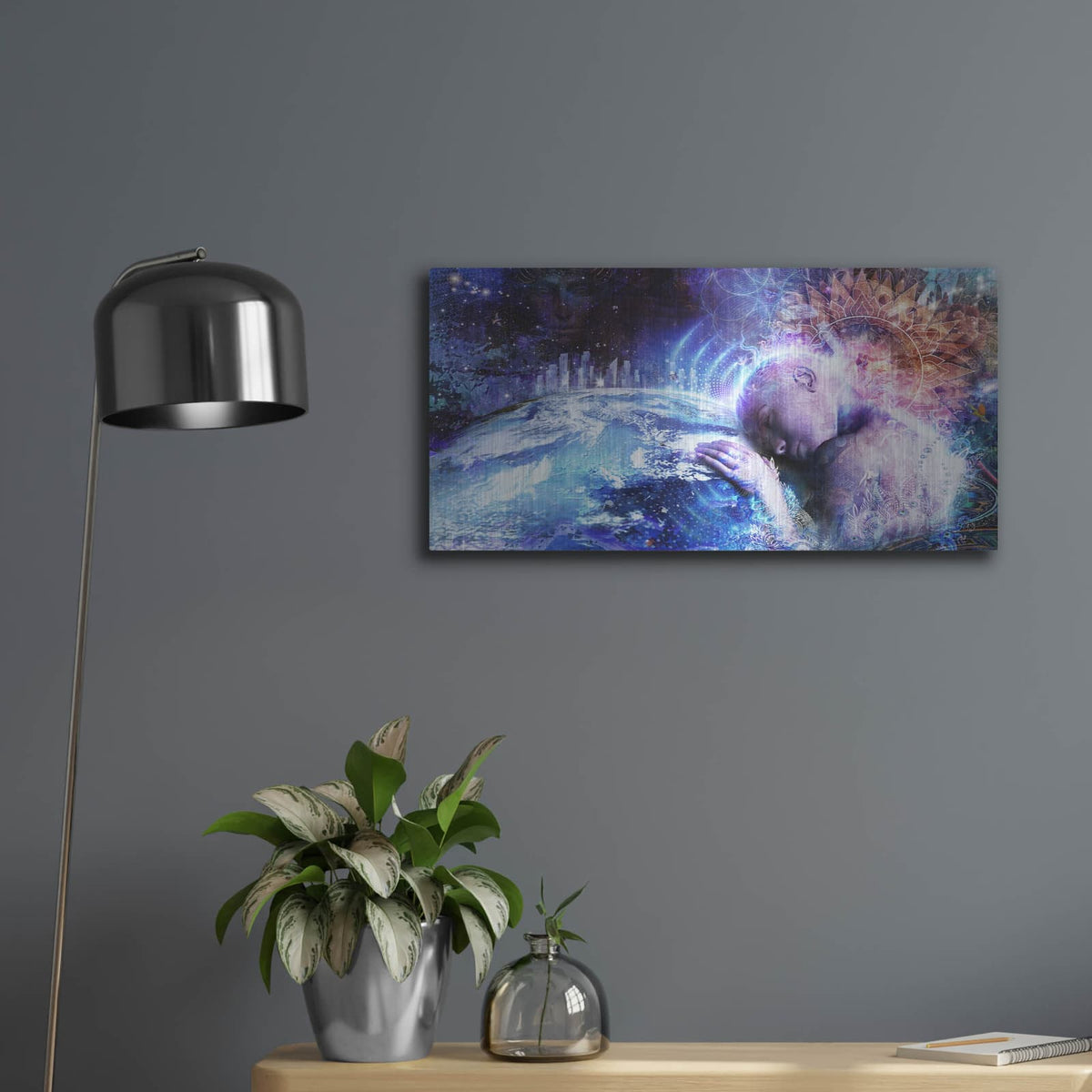 'A Prayer For The Earth' by Cameron Gray – Metal Wall Art, 24x12 room view