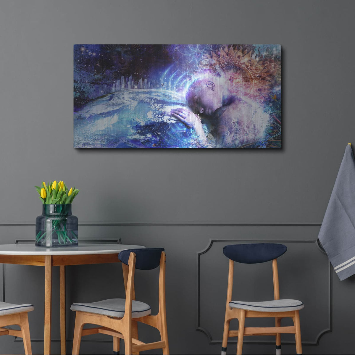 'A Prayer For The Earth' by Cameron Gray – Metal Wall Art, 48x24 room view