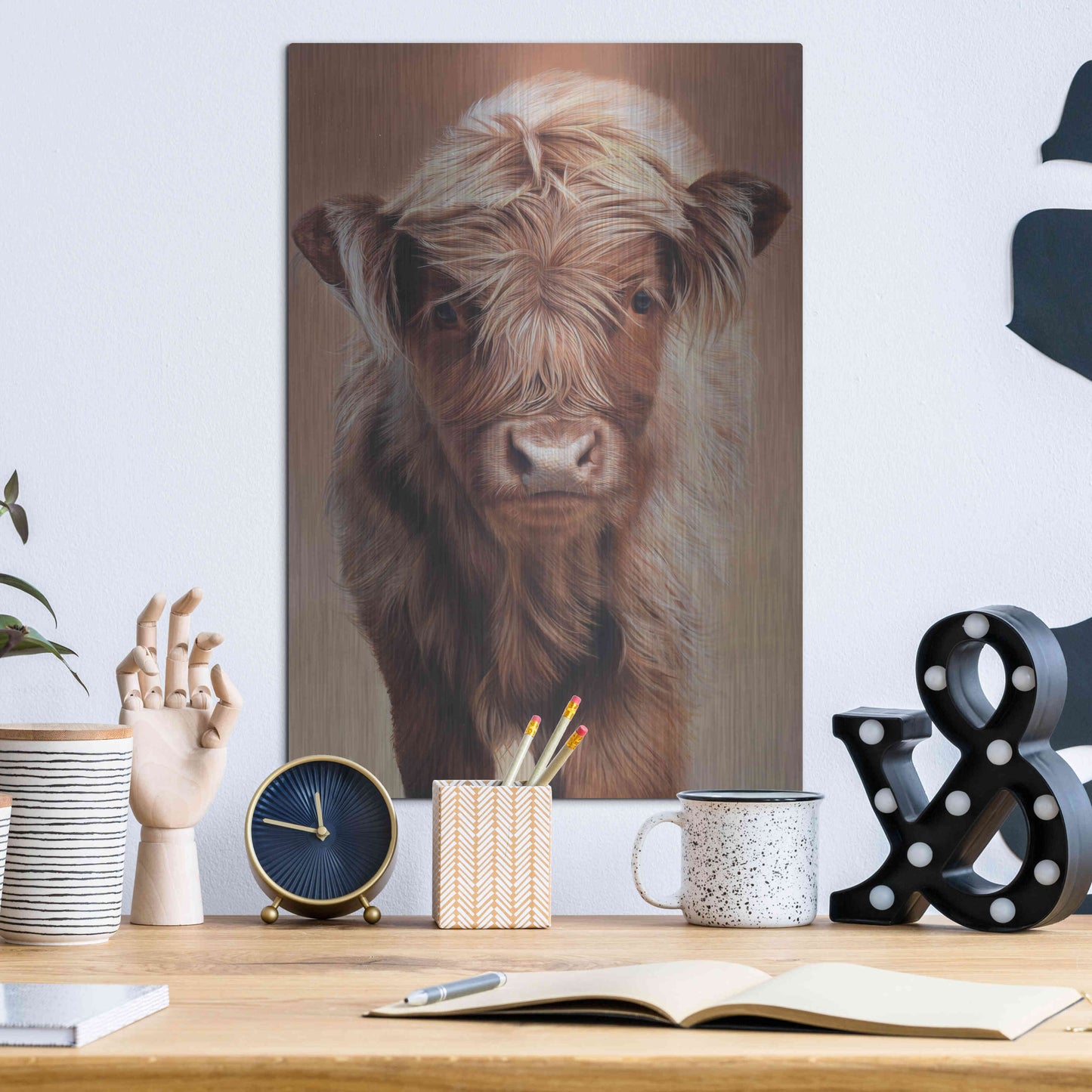 Luxe Metal Art 'Angus' by Sam Dolman, Metal Wall Art,12x16