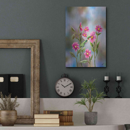 Luxe Metal Art 'Hummingbird with Dhalia' by Sarah Davis, Metal Wall Art,12x16