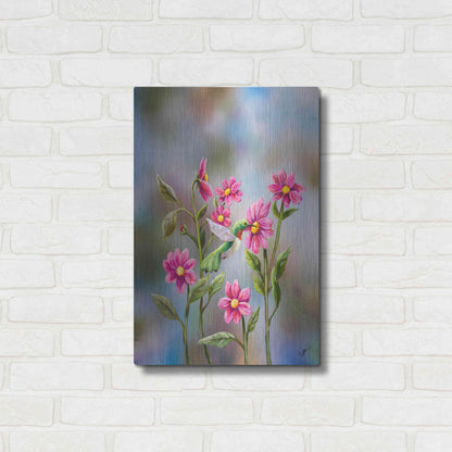 Luxe Metal Art 'Hummingbird with Dhalia' by Sarah Davis, Metal Wall Art,16x24