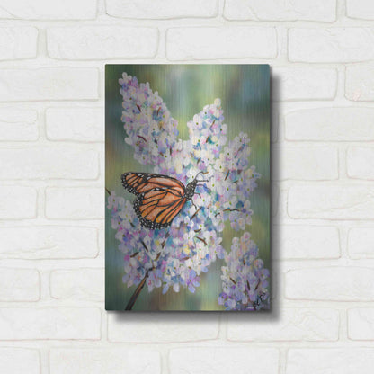 Luxe Metal Art 'Butterfly with Hydrangea' by Sarah Davis, Metal Wall Art,12x16