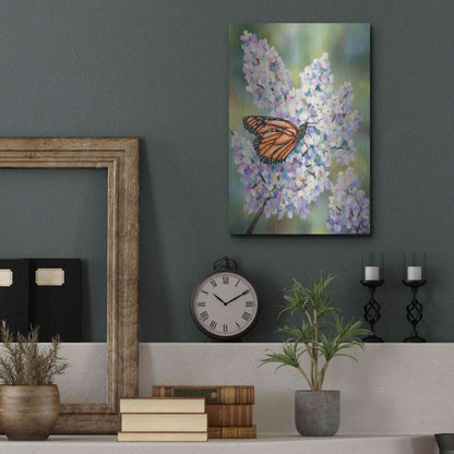 Luxe Metal Art 'Butterfly with Hydrangea' by Sarah Davis, Metal Wall Art,12x16