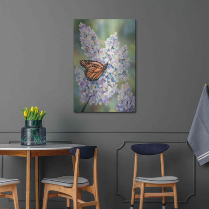 Luxe Metal Art 'Butterfly with Hydrangea' by Sarah Davis, Metal Wall Art,24x36