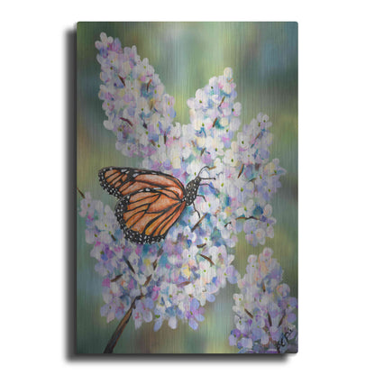 Luxe Metal Art 'Butterfly with Hydrangea' by Sarah Davis, Metal Wall Art