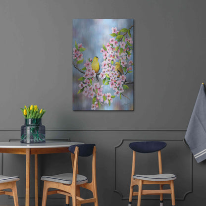 Luxe Metal Art 'Finches In Cherry Tree' by Sarah Davis, Metal Wall Art,24x36