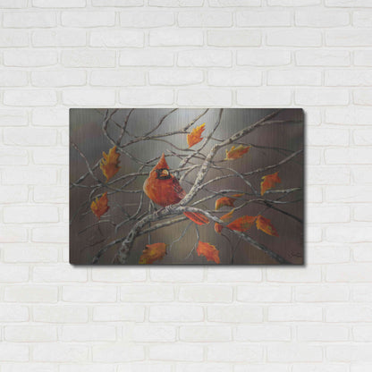 Luxe Metal Art 'Fall Cardinal' by Sarah Davis, Metal Wall Art,36x24