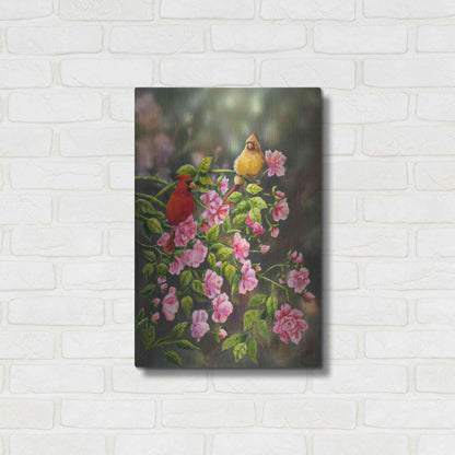 Luxe Metal Art 'Cardinals with Roses' by Sarah Davis, Metal Wall Art,16x24