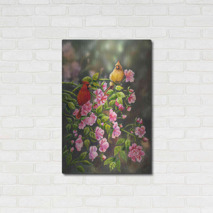 Luxe Metal Art 'Cardinals with Roses' by Sarah Davis, Metal Wall Art,24x36