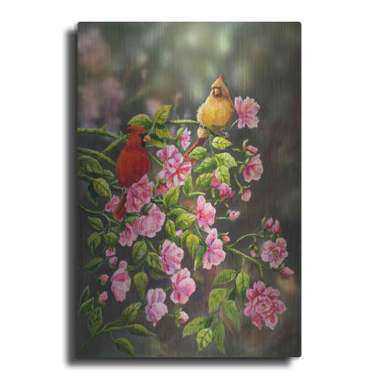 Luxe Metal Art 'Cardinals with Roses' by Sarah Davis, Metal Wall Art
