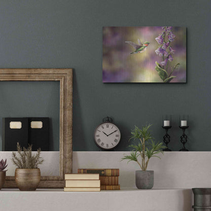 Luxe Metal Art 'Spring Hummingbird' by Sarah Davis, Metal Wall Art,16x12