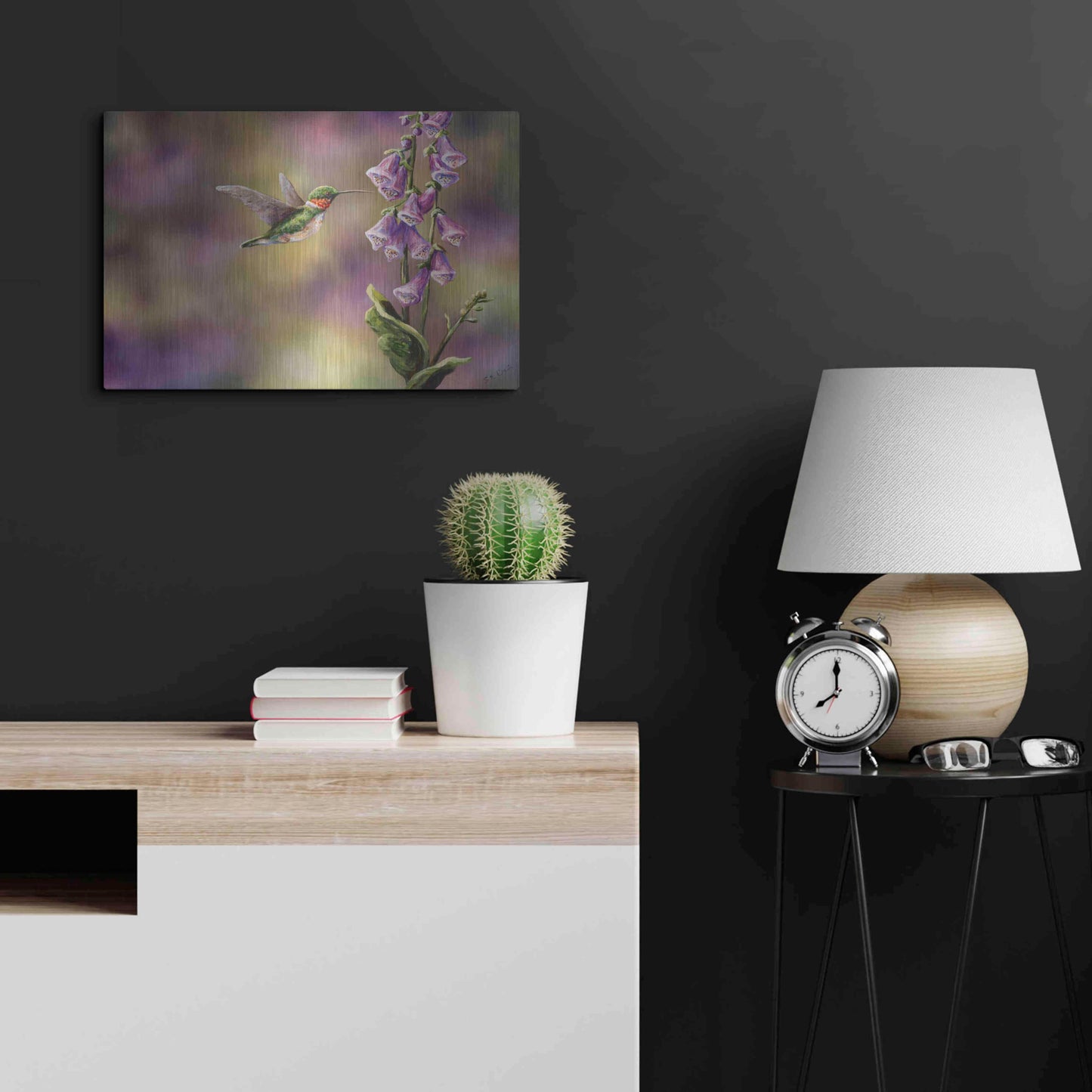 Luxe Metal Art 'Spring Hummingbird' by Sarah Davis, Metal Wall Art,24x16